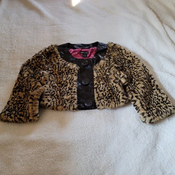Wet Seal Bolero Jacket Shrug Cheetah Leopard Fake Fur Y2K 90's - Picture 4 of 15